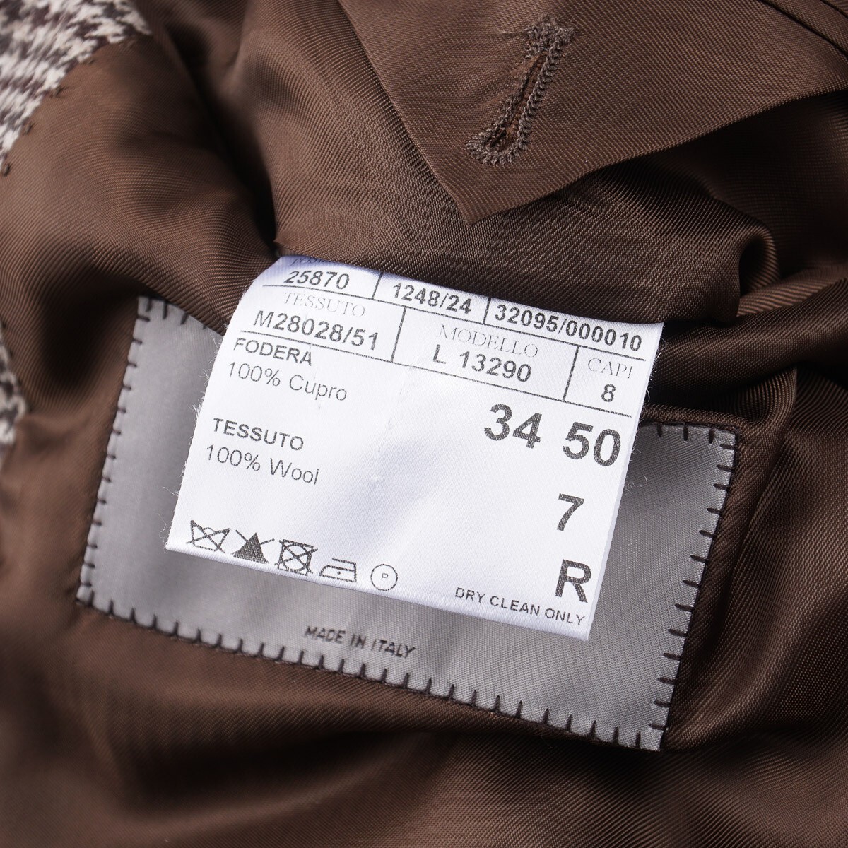 Pre-owned Canali Classic-fit Houndstooth Check Flannel Wool Sport Coat 40r (eu 50) In Brown