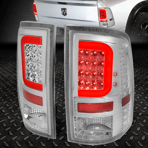 [СВЕТОДИОДНАЯ КРАСНАЯ С-ОБРАЗНАЯ ПЛАНКА]ДЛЯ 09-17 RAM 1500 2500 3500 ЗАДНИХ ФОНАРЕЙ СТОП-СИГНАЛОВ, ХРОМ