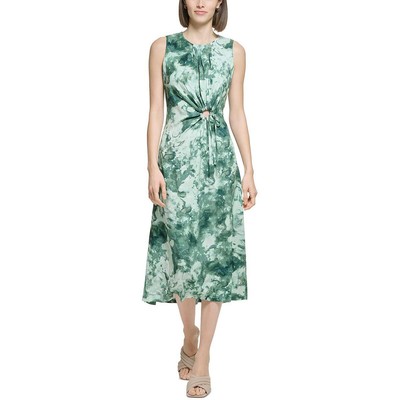 Женское зеленое дневное миди-платье Calvin Klein с вырезами и тай-дайсом 14 BHFO 4280