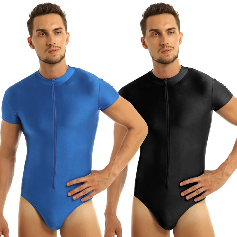 Men Adult One Piece Zip Front Bodysuit Underwear Gymnastics Ballet Dance Leotard Ebay