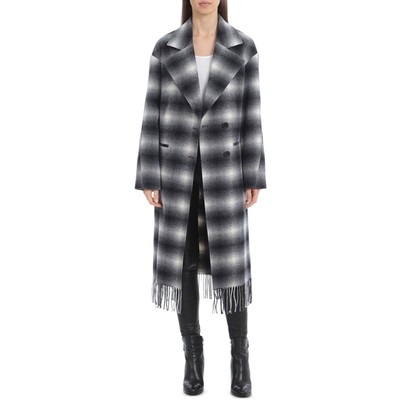 

Avec Les Filles Женское длинное черно-белое пальто в клетку для холодной погоды  BHFO 5064, Black/white plaid, 69528