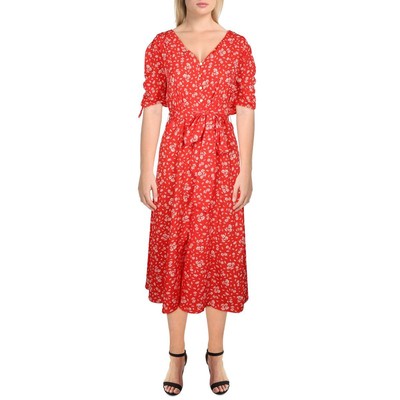 

Женское летнее платье-рубашка миди Lauren Ralph Lauren с рюшами BHFO 1527, Tomato cream