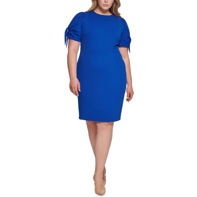 Женское синее платье-футляр Calvin Klein длиной до колена с застежкой-молнией Plus 16W BHFO 7997