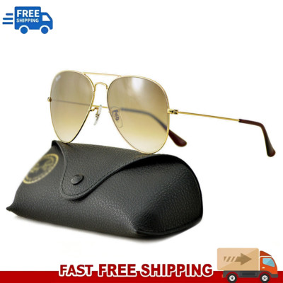 Stylish gold frame aviator sunglasses with light brown gradient lenses, 58 mm.