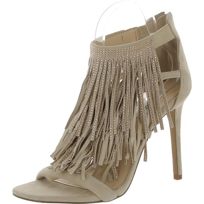 Женские замшевые туфли Steve Madden с бахромой бежевого цвета на каблуке 9 см (B,M) BHFO 9422