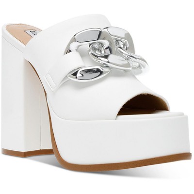 

Steve Madden Womens Holdup из искусственной кожи на платформе с открытым носком на каблуке BHFO 8884, Белый, Holdup