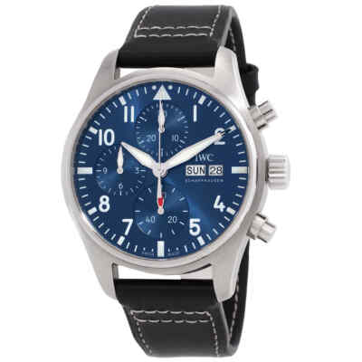 Мужские часы IWC Pilot с хронографом и автоматическим синим циферблатом IW388101BK