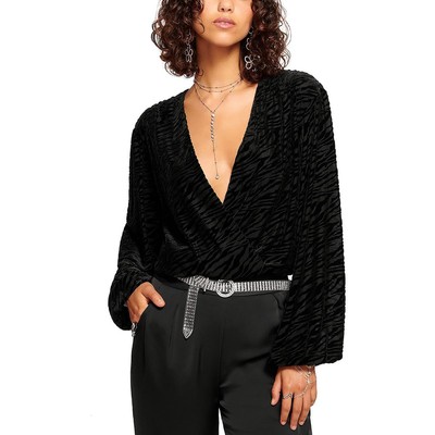 Женская рубашка Cassidy с черной бархатной окантовкой снизу и запахом от Ramy Brook Womens M BHFO 0906