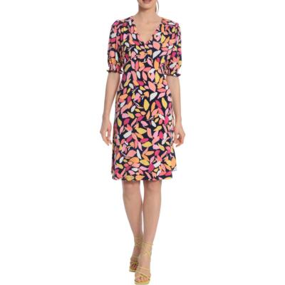 

Женское повседневное платье прямого кроя Maggy London с принтом до колен BHFO 8884, Navy/pink