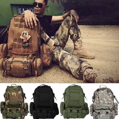 50L Military Tactical Backpack Hiking Camping Travel Outdoor Shoulder Bag LOT MA