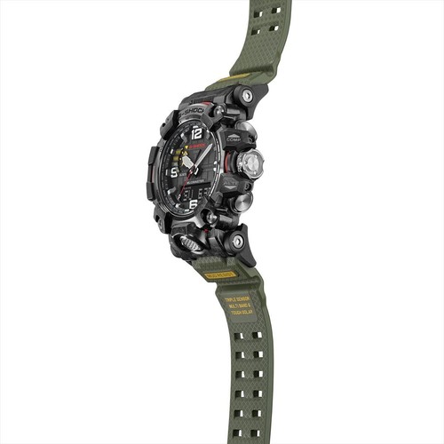 Pre-owned G-shock Casio  Gwg-2000-1a3 Mudmaster Carbon Radio Triple Sensor Army Green