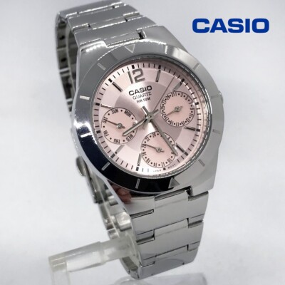 Casio Ltp-2069d-4aveg ladies quartz watch mod 5420 pink dial date day 24-hour
