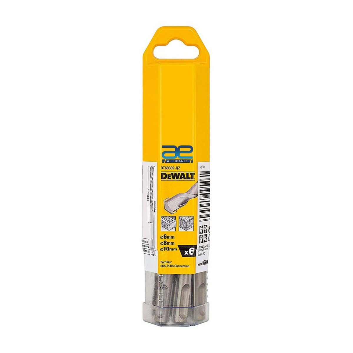 Dewalt 6 Pcs STD SDS Plus Drill Bit Set 