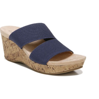 LifeStride Womens Divine Navy Wedge Sandals Shoes 6.5 Wide (C,D,W) BHFO 0360