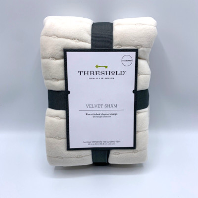 Threshold Channel Stitch Velvet Cream Cotton Quilted Pillow Sham One STANDARD