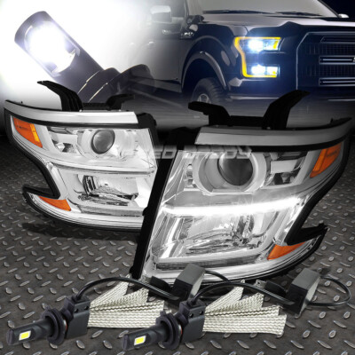 ХРОМИРОВАННАЯ ФАРА ПРОЕКТОРА С ЯНТАРНОЙ СТОРОНОЙ + СКРЫТЫЙ СВЕТОДИОД 6000K ДЛЯ 15-17 TAHOE /SUBURBAN