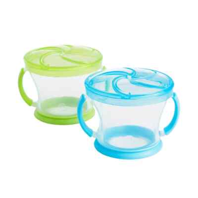Munchkin  Snack Catcher  Toddler Snack Cups, 2 Count (Pack of 1), BlueGreen