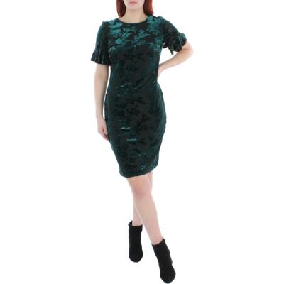 

Женское бархатное платье-футляр до колен Calvin Klein с оборками BHFO 5205, Mallard