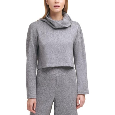 

Женская удобная трикотажная рубашка с воротником-воронкой DKNY BHFO 0242, Heather grey