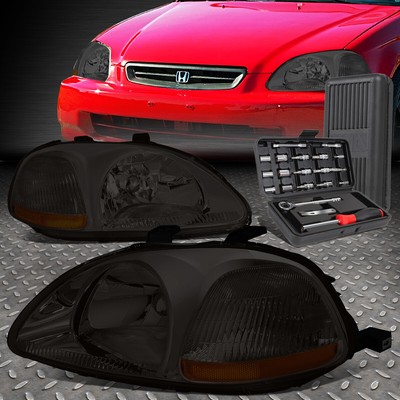 ДЛЯ HONDA CIVIC 96-98 ДЫМЧАТЫЙ КОРПУС, ЯНТАРНЫЕ УГЛОВЫЕ ФАРЫ ГОЛОВНОГО СВЕТА + НАБОР ИНСТРУМЕНТОВ