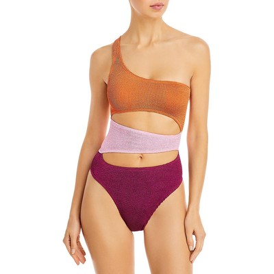 Женский слитный купальник Bond-Eye Rico Orange в цветоблок с вырезами O/S BHFO 4465