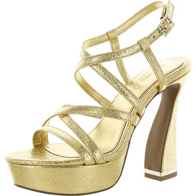 Kenneth Cole New York Womens Gold Platform Sandals 7 Medium (B,M) BHFO 8024