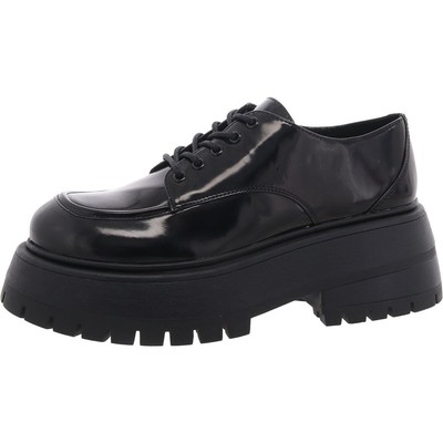 Madden Girl Womens Philipa Black Lugged Loafers Shoes 9.5 Medium (B,M) BHFO 6214