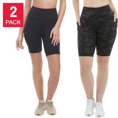 Danskin Women's 2-Pack High Waist Contoured Seams Bike Shorts,Size:M
