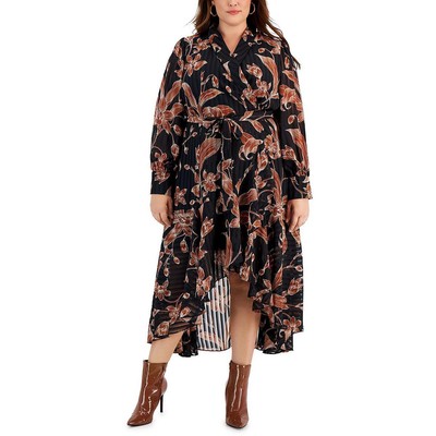 

Женское черное асимметричное платье макси с цветочным принтом Taylor, 18 Вт, BHFO 4879, Black/tawny