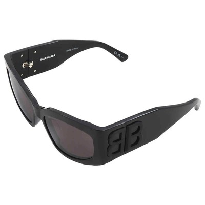 Pre-owned Balenciaga Grey Rectangular Ladies Sunglasses Bb0321s 001 57 Bb0321s 001 57 In Gray