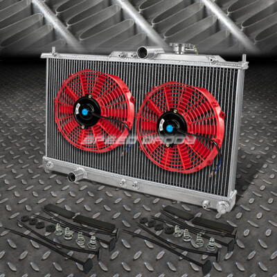 2-РЯДНЫЙ АЛЮМИНИЕВЫЙ РАДИАТОР + 2X 10 ВЕНТИЛЯТОРОВ КРАСНОГО ЦВЕТА ДЛЯ 00-05 ECLIPSE GTS/STRATUS/SEBRING V6