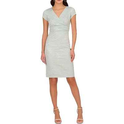 Женское зеленое жаккардовое платье для коктейлей и вечеринок Adrianna Papell 16 BHFO 0798