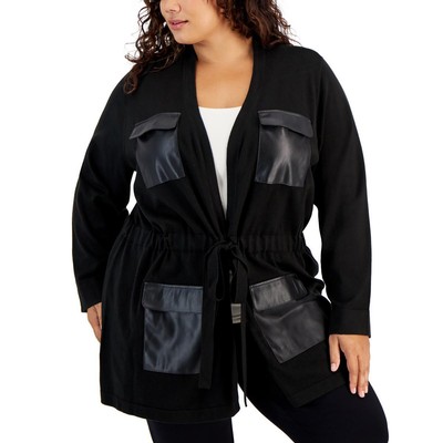 Женская черная куртка Calvin Klein, многослойный кардиган-свитер, топ Плюс 1X BHFO 1596