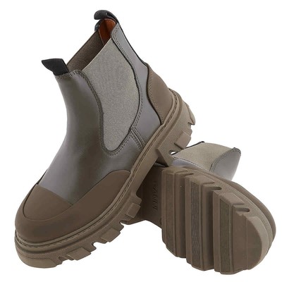 Pre-owned Ganni Kalamata Cleated Low Chelsea Boots In Check Description