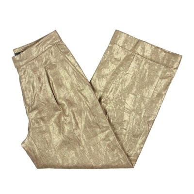 

Lauren Ralph Lauren Женские широкие брюки золотистого цвета со складками и манжетами  BHFO 3501, Золотой, 200871726001