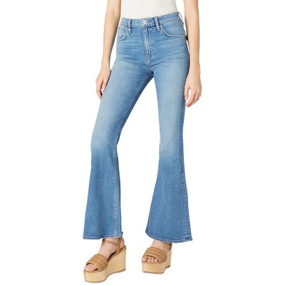 Hudson Womens Holly Blue Denim High Rise Whisker Wash Flare Jeans 33 BHFO 0466