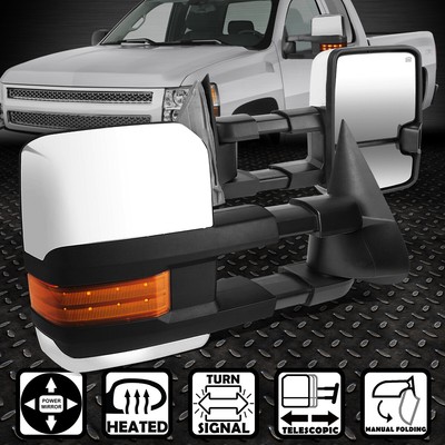 ДЛЯ 99-02 SILVERADO POWER + ОБОГРЕВ ХРОМИРОВАННОЕ БОКОВОЕ ТЕЛЕСКОПИЧЕСКОЕ ЗЕРКАЛО ДЛЯ БУКСИРОВКИ + СВЕТОДИОДНЫЙ СИГНАЛ