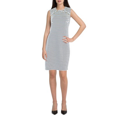 

Женское платье-футляр до колена без рукавов в белую полоску Tommy Hilfiger  BHFO 2483, White/navy