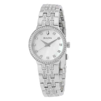 Женские часы с белым циферблатом и ожерельем Bulova Quartz Crystal White MOP 96X163