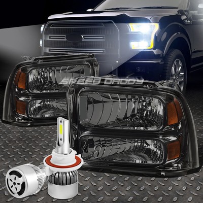 ЗАКОПЧЕННЫЙ КОРПУС, ЯНТАРНЫЙ УГОЛ ФАРЫ + БЕЛЫЙ СВЕТОДИОД H13 HID + ВЕНТИЛЯТОР ДЛЯ 05-07 SUPERDUTY