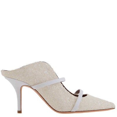 Pre-owned Malone Souliers Ladies Maureen 70 Double Straps Leather Mules In White