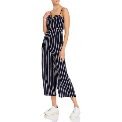

Укороченный комбинезон Aqua Womens Navy Striped с регулируемыми бретелями  BHFO 1673, Navy/white
