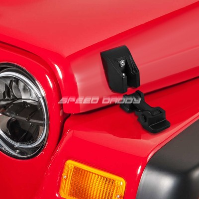 FOR 07-17 JEEP WRANGLER JK MATTE BLACK ABS PAIR HOOD LATCH LOCK CATCH+MOUNT KIT