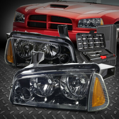 ДЛЯ 06-10 DODGE CHARGER ДЫМЧАТЫЙ КОРПУС ЯНТАРНОЙ УГЛОВОЙ ФАРЫ ГОЛОВНОГО ФОНАРЯ + НАБОР ИНСТРУМЕНТОВ