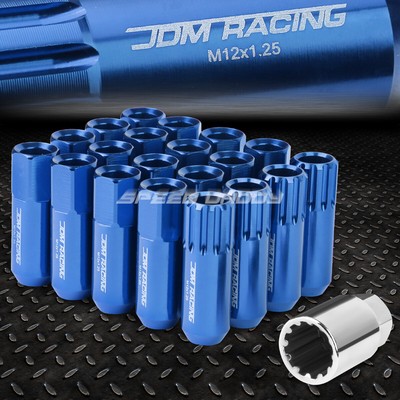 СИНИЙ АЛЮМИНИЕВЫЙ ШЛИЦ С ОТКРЫТЫМ КОНЦОМ, 16 ВЫСТУПОВ + 4 КОНТРГАЙКИ + КЛЮЧ M12X1.25 60 ММ 20 ММ В ДИАМЕТРЕ