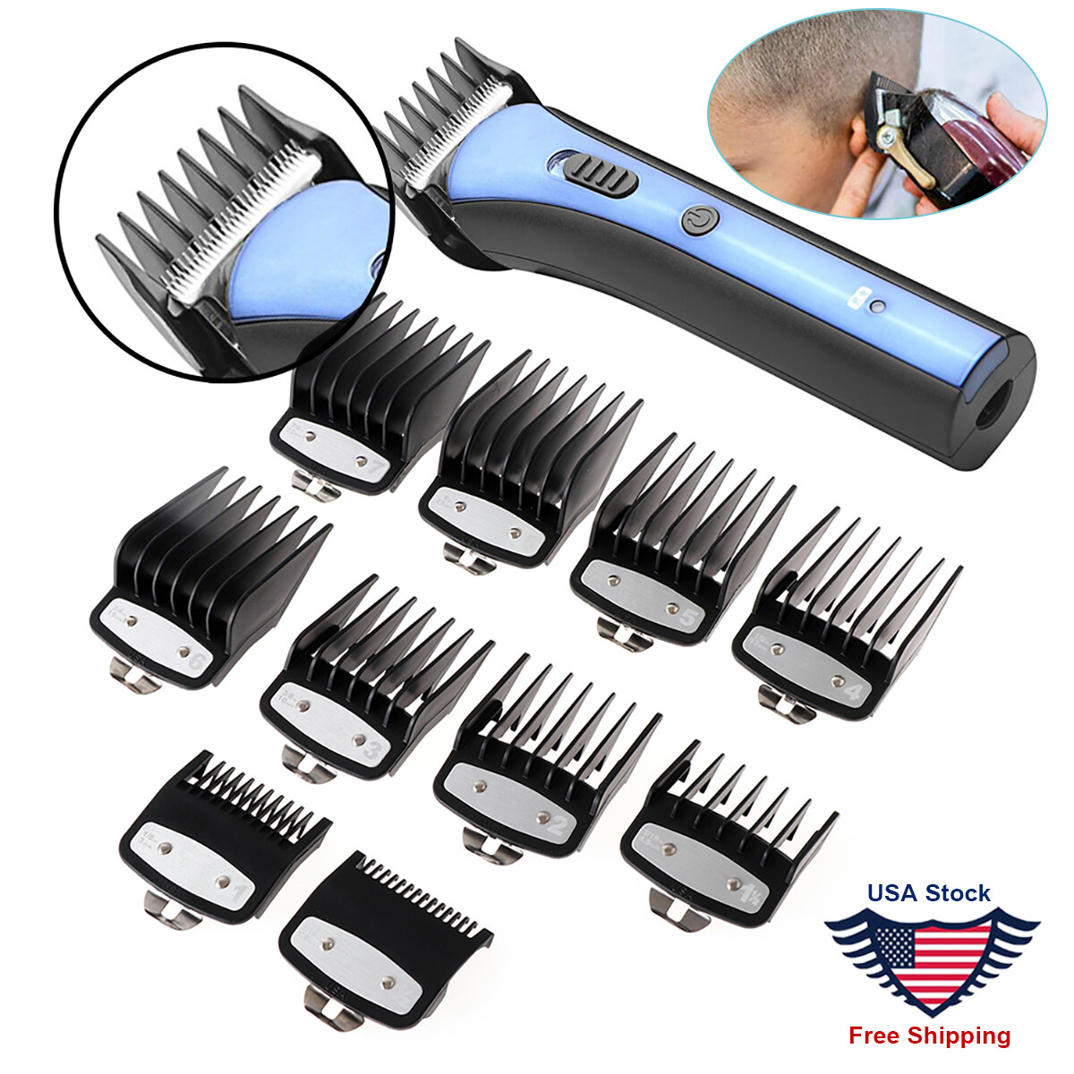 10 Pack Hair Clipper Cutting Limit Combs Premium Guides Guards Set For Wahl Pro