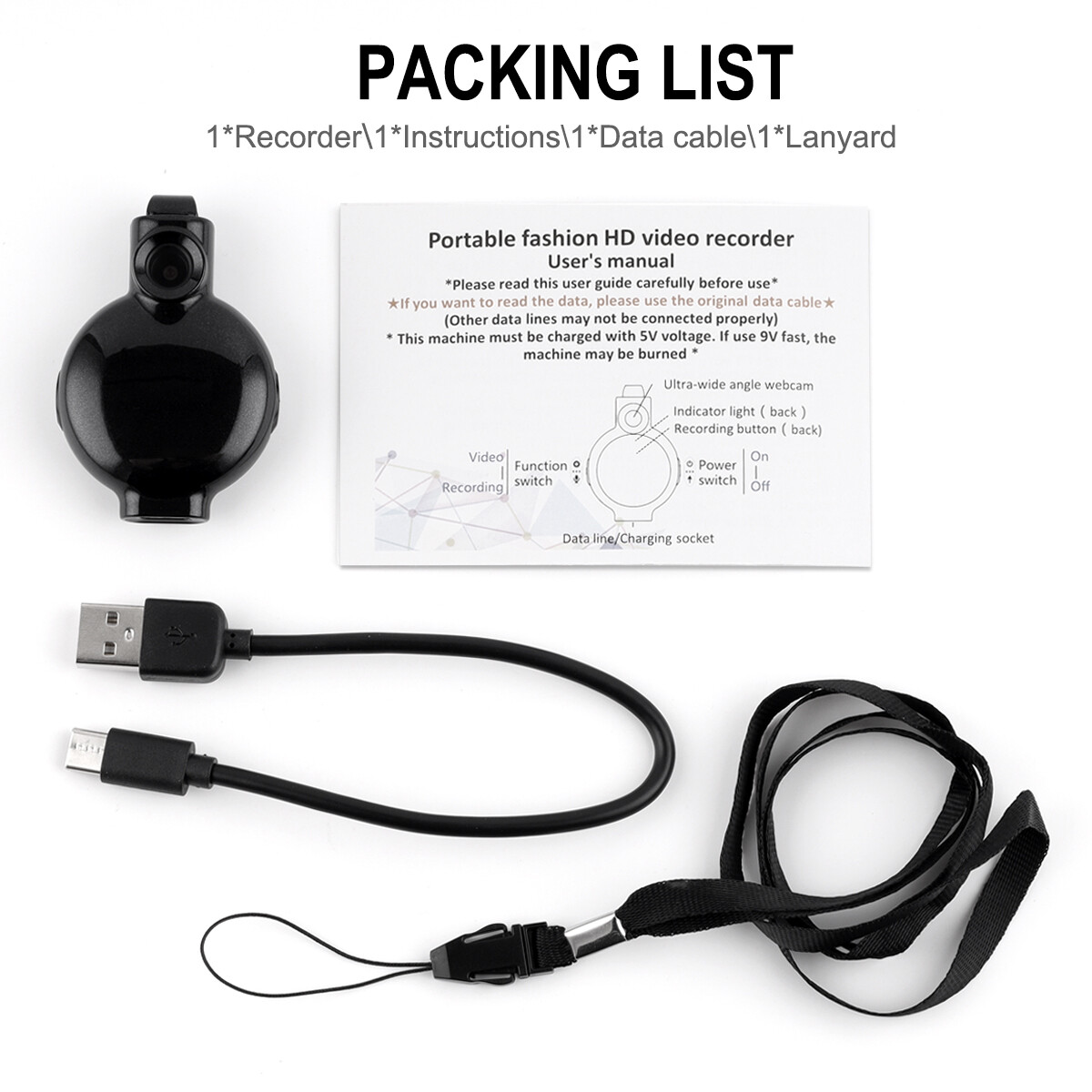 Wearable Mini Camera HD 1080P Small Video Voice Recorder Necklace Support Hidden