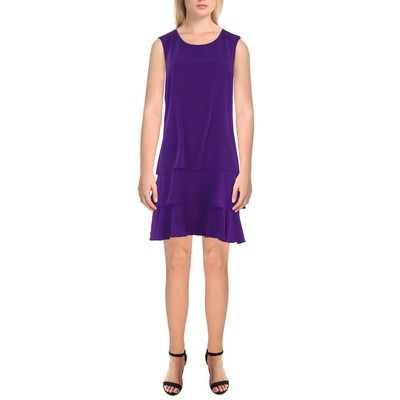 Lauren Ralph Lauren Womens Purple Mini Ruffled Shift Dress 12 BHFO 7512