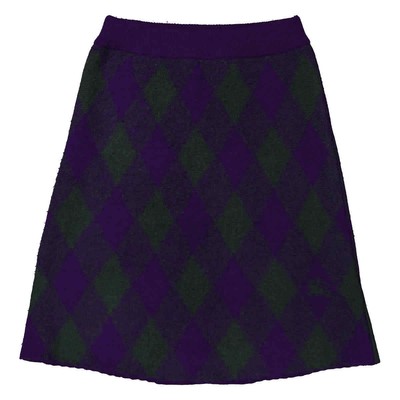 Pre-owned Burberry Argyle Skirt In Argyle Wool In Multicolor