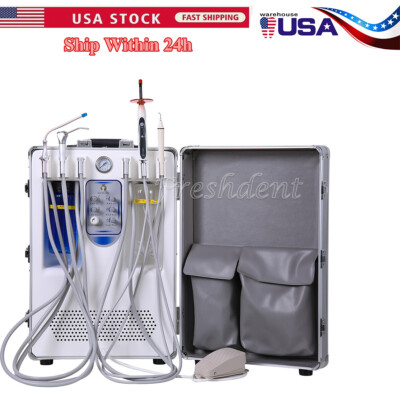 Portable Mobile Dental Delivery Unit Cart & Air Compressor Rolling Case+Scaler